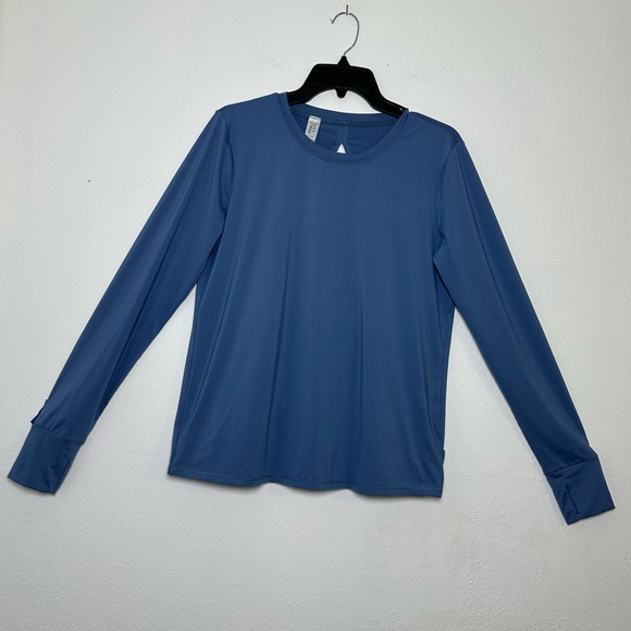 SPANX Soft Spot Wrap Back Indigo Haze Butter Long Sleeve T-Shirt Size M - Picture 2 of 16